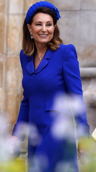 Carole Middleton arrives at Westminster Abbey in central London on May 6, 2023, ahead of the coronations of Britain's King Charles III and Britain's Camilla, Queen Consort. - The set-piece coronation is the first in Britain in 70 years, and only the second in history to be televised. Charles will be the 40th reigning monarch to be crowned at the central London church since King William I in 1066. Outside the UK, he is also king of 14 other Commonwealth countries, including Australia, Canada and New Zealand. Camilla, his second wife, will be crowned queen alongside him, and be known as Queen Camilla after the ceremony.