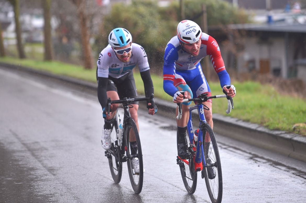 Antoine Duchesne (Groupama-FDJ) and Owain Doull (Team Sky)