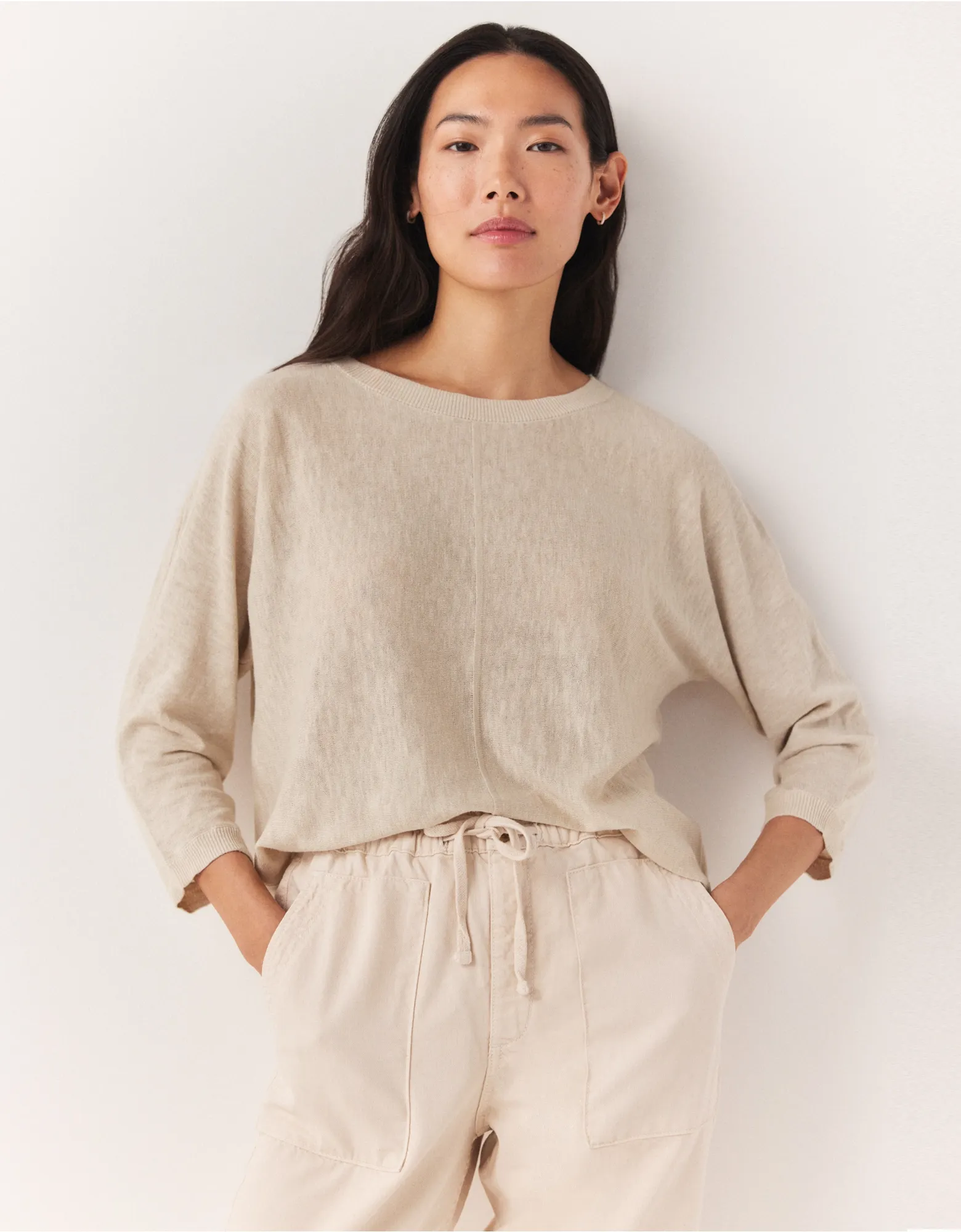 The White Company Linen Cotton Tubular Trim Jumper