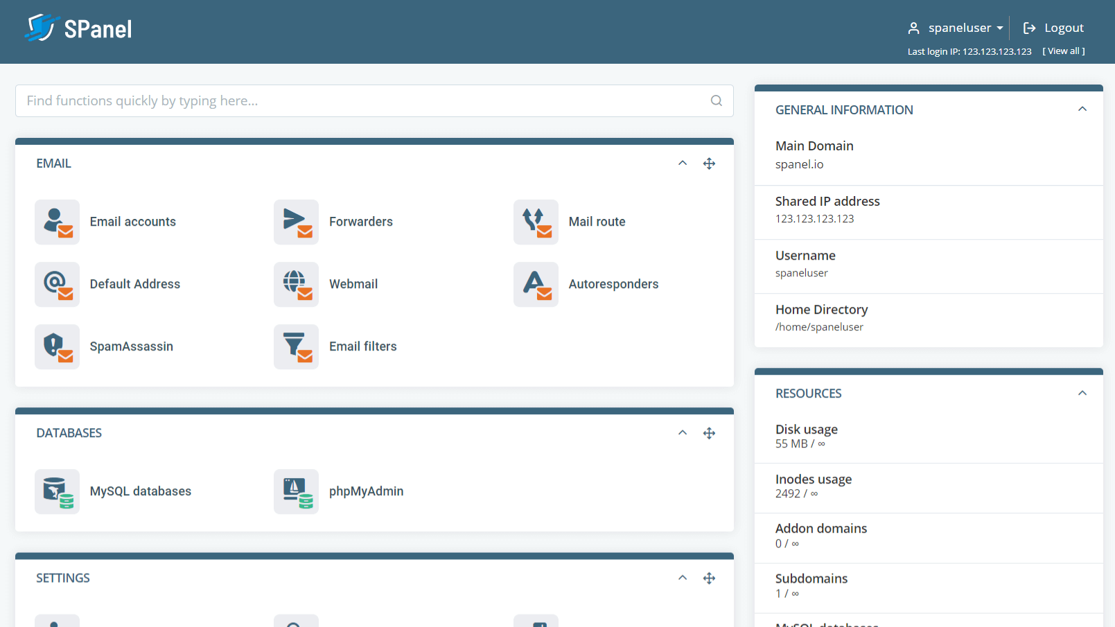 Screenshot of the ScalaHosting administration panel