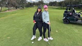 Lauren Katims and friend on the golf course