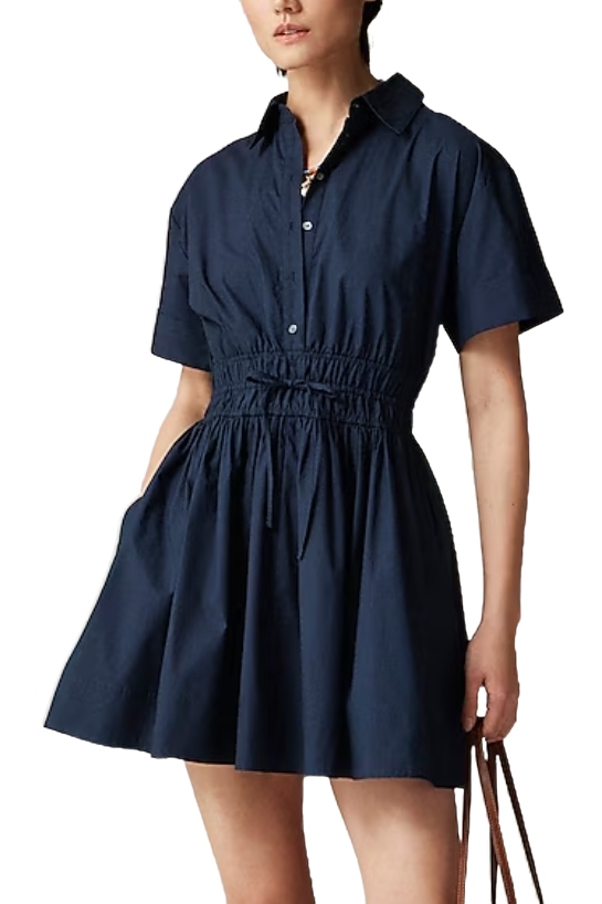 Elena Mini Shirtdress in Cotton Poplin