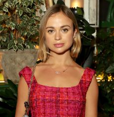 Lady Amelia Windsor wearing a pink tweed dress