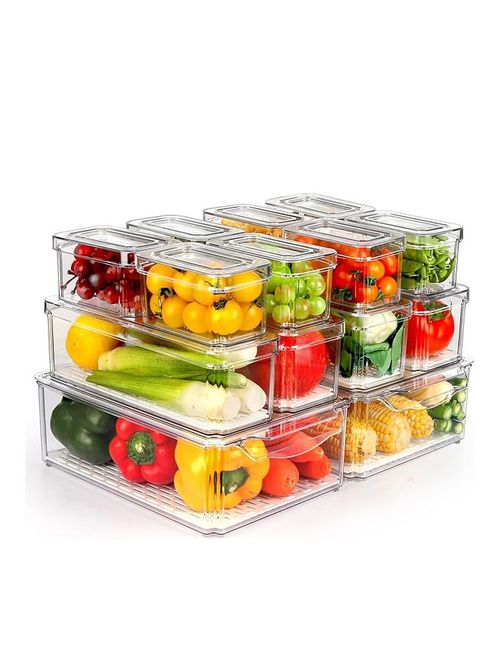 Fridge Organizer Bins With Lids, 14 Pack 