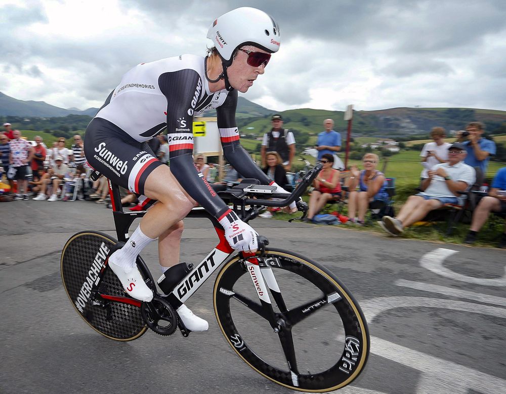Chad Haga competes in the stage 20 time trial at the Tour de France