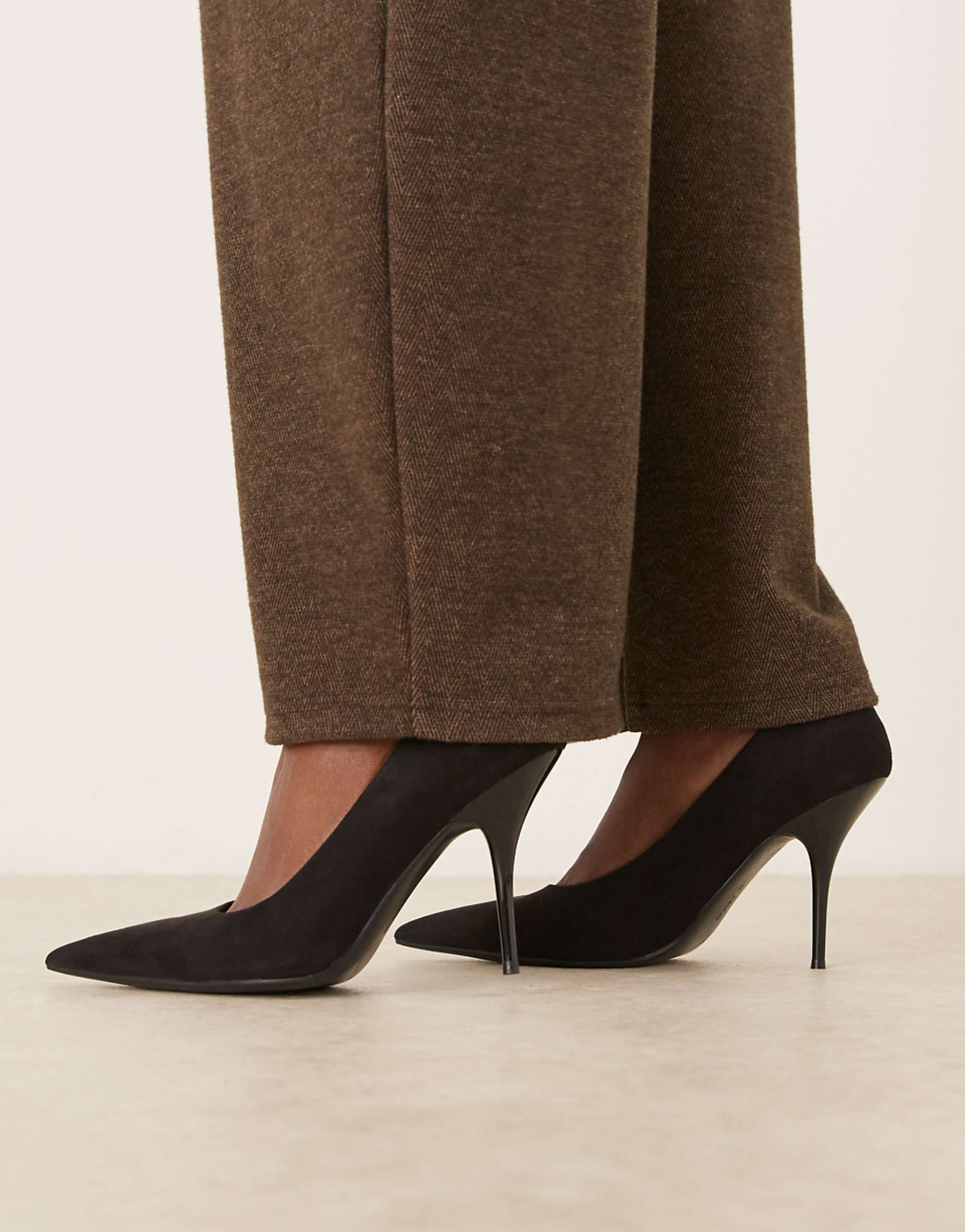 Asos Design Perth Pointed Toe Stiletto High Heel Pumps in Black Suedette