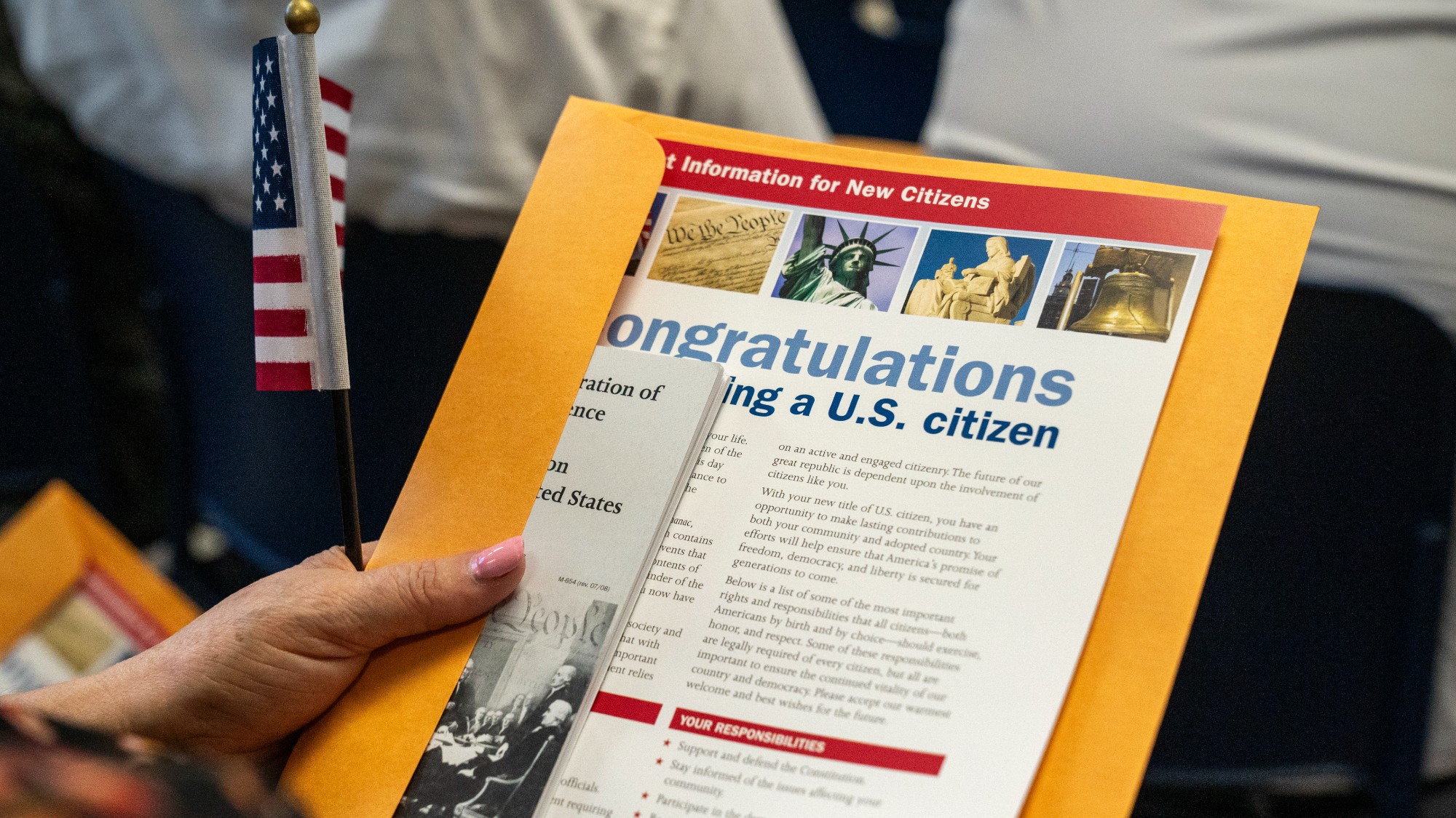New U.S. citizen at naturalization ceremony