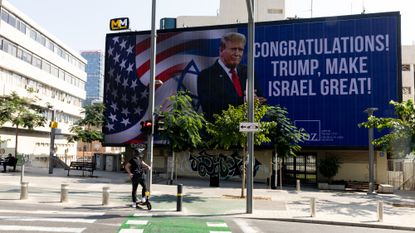 A billboard in Tel Aviv congratulating Donald Trump on his victory in the US presidential election