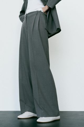 Darted Wide-Leg Trousers