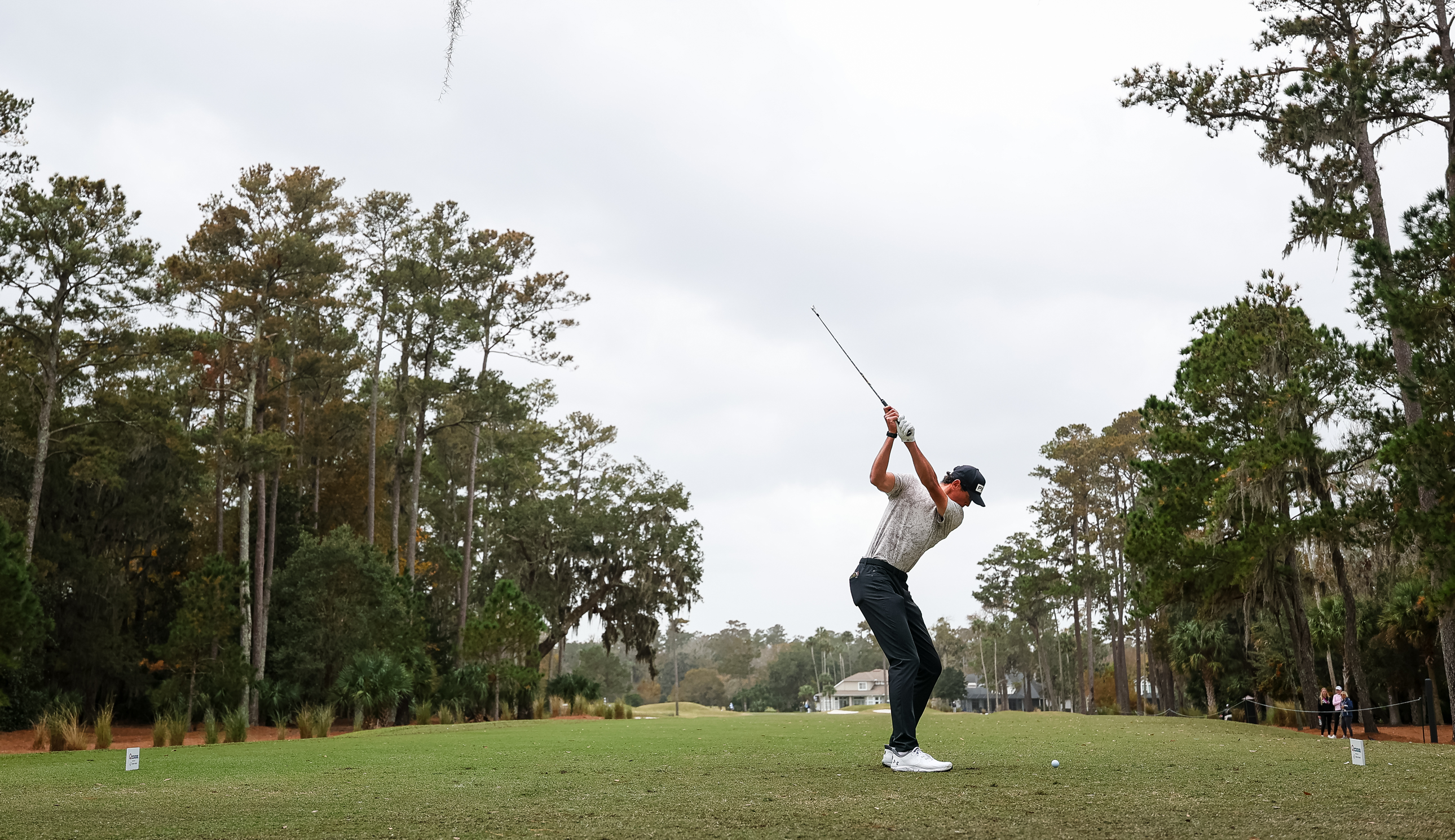 Christo Lamprecht at the top of his backswing