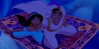 Aladdin and Jasmine flying on the magic carpet