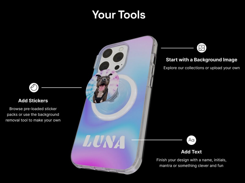 A few customization options users will find when creating their own PopSocket.