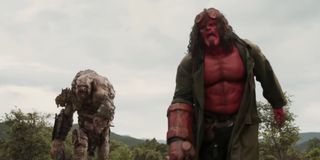 David Harbour outruns a giant in 2019's Hellboy