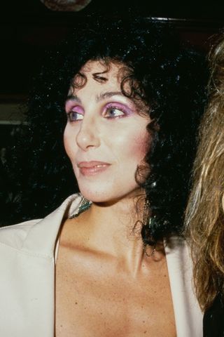 Cher pictured wearing purple eyeshadow