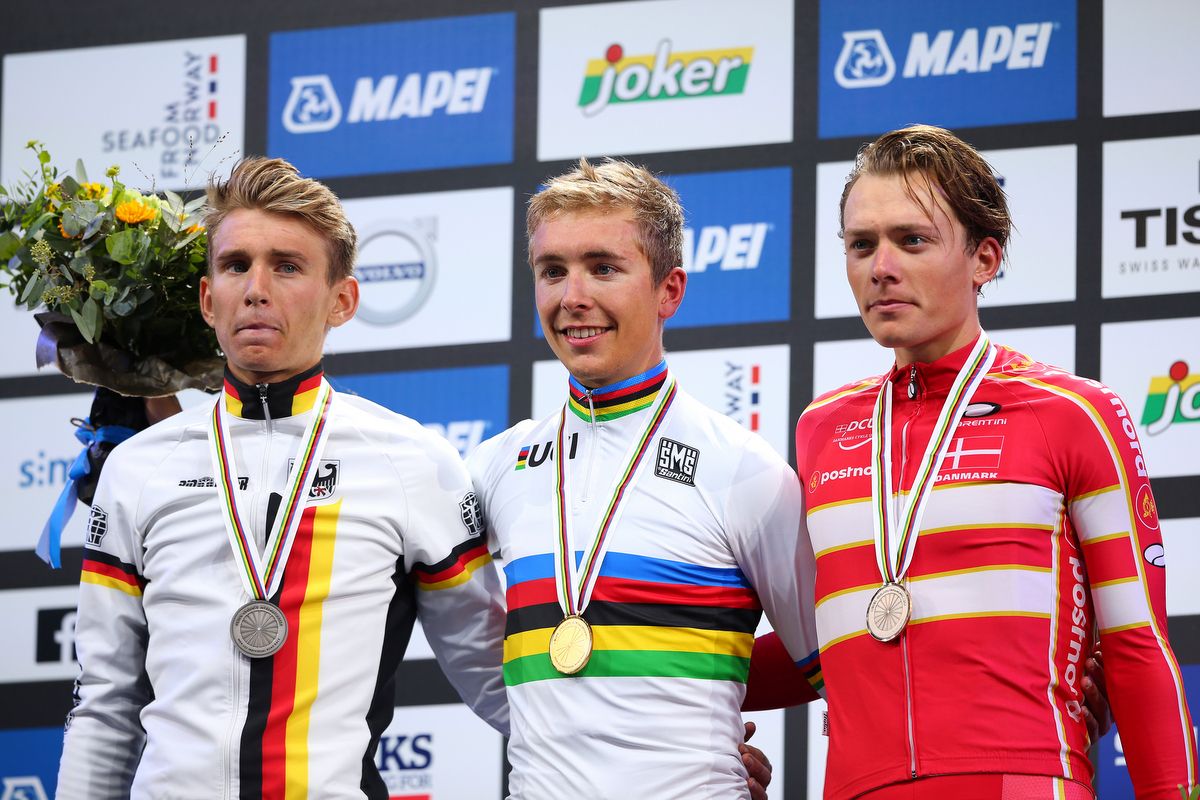 Lennard Kamna (Germany), Benoit Cosnefroy (France) and Michael Carbel Svendgaard (Denmark)
