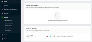 Zoho Mail's settings for administrative tracking and security
