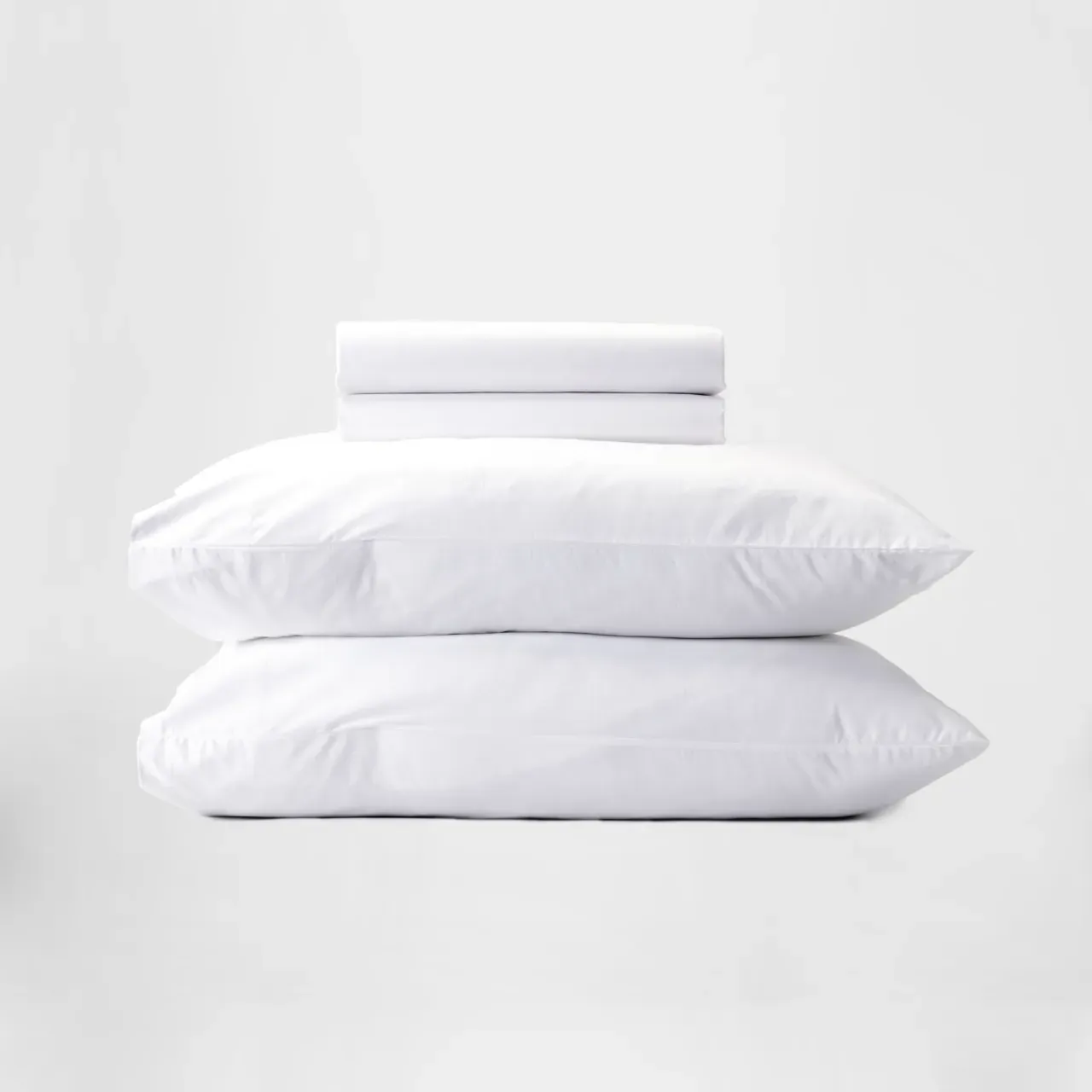 Silk and Snow, Percale Cotton Sheet Set - Queen, White