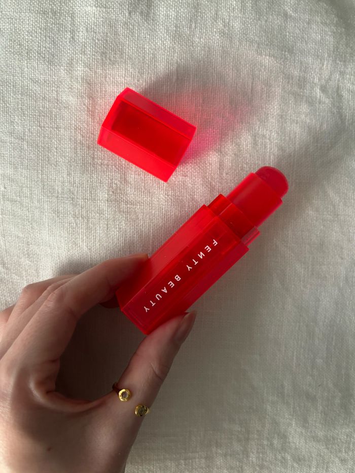 Deputy beauty editor Grace Lindsay testing the Fenty Beauty Match Stix Colour Adaptive Cheek &amp;amp; Lip Stick