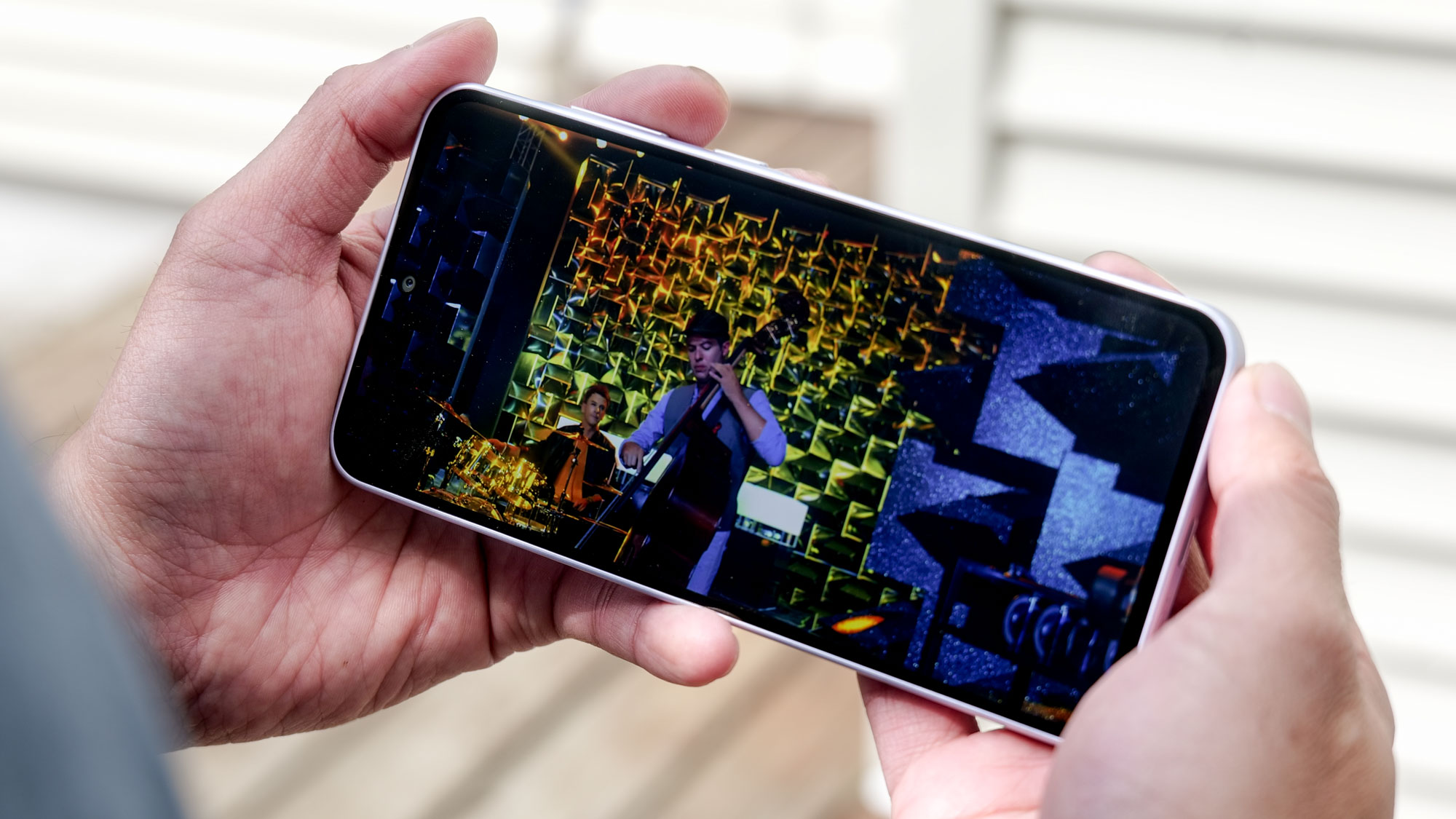 Samsung Galaxy A36 playing a video.