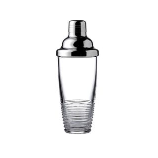 Glass cocktail shaker with chrome lid
