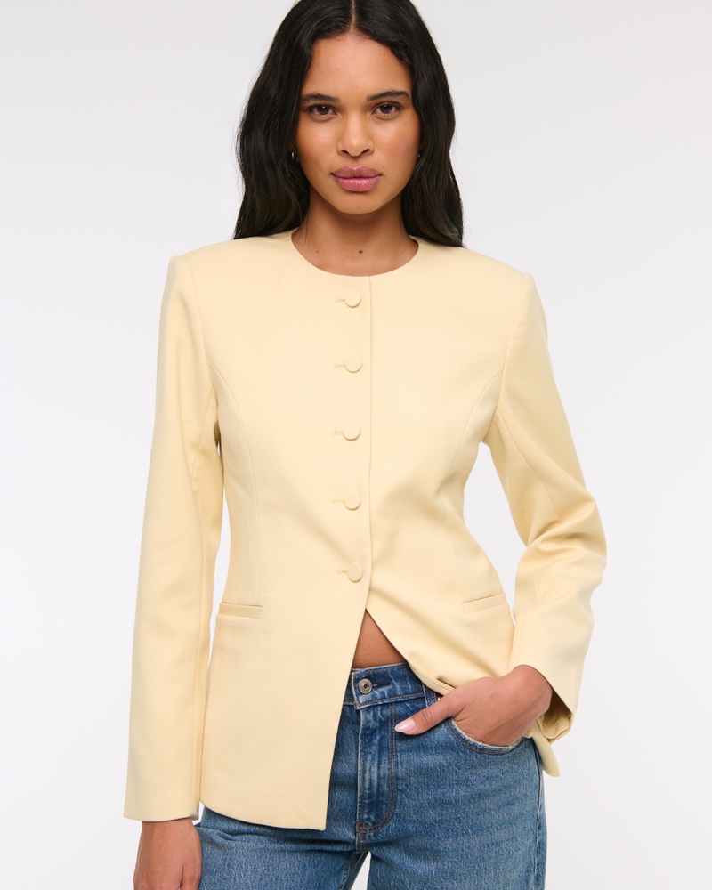 Collarless Suiting Blazer
