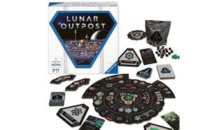The box and game pieces for "Lunar Outpost."