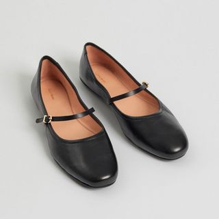& Other Stories Mary Jane Leather Ballerina Flats in black 
