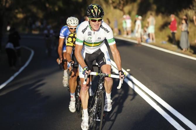 Stuart O'Grady leads Nathan Haas.