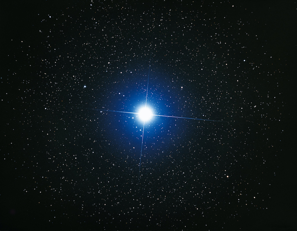 A view of the bright star Sirius as seen by the Hubble Space Telescope.