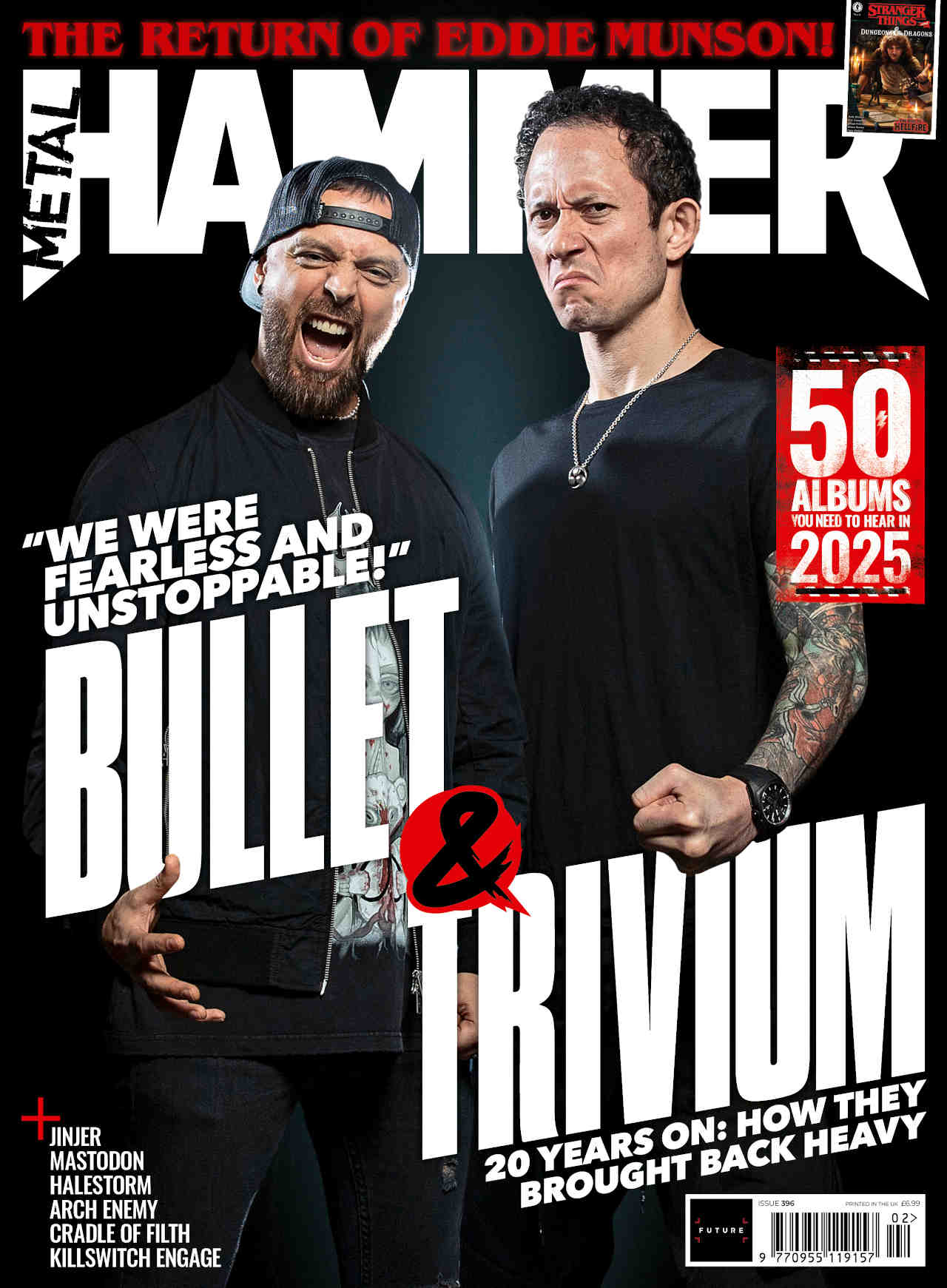 The cover of Metal Hammer magazine issue 396 featuring Bullet For My Valentine’s Matt Tuck and Trivium’s Matt Heafy