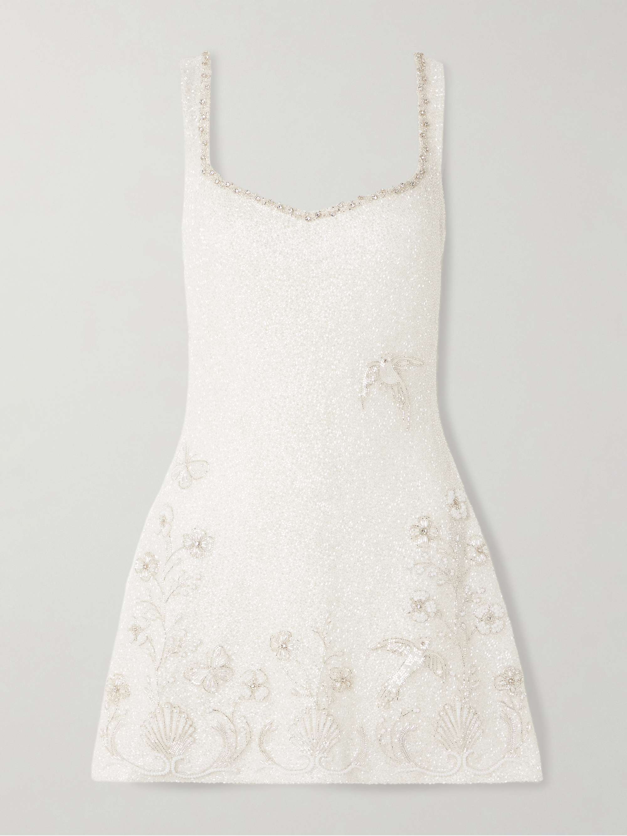 Snowdrop Embellished Beaded Stretch-Tulle Mini Dress