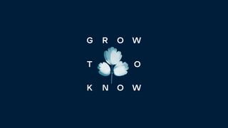 Grow to Know's logo featuring a cyanotype image of a leaf