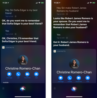 Say "Hey Siri" and tell her the relationship you have with a contact