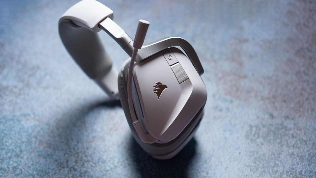 Corsair Void Wireless V2 gaming headset on a blue colorful background