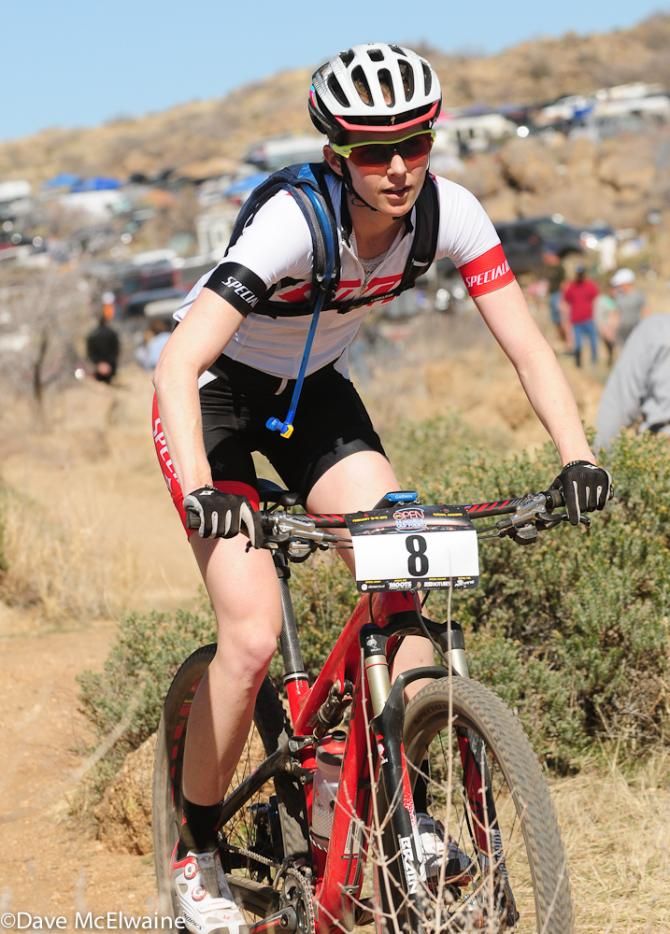 Rita Borelli riding to victory in the open women's divison with 17 laps