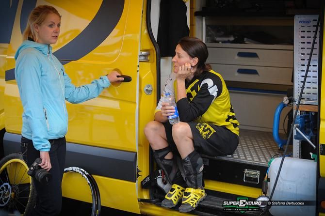 An Enduro World Series rider hangs out