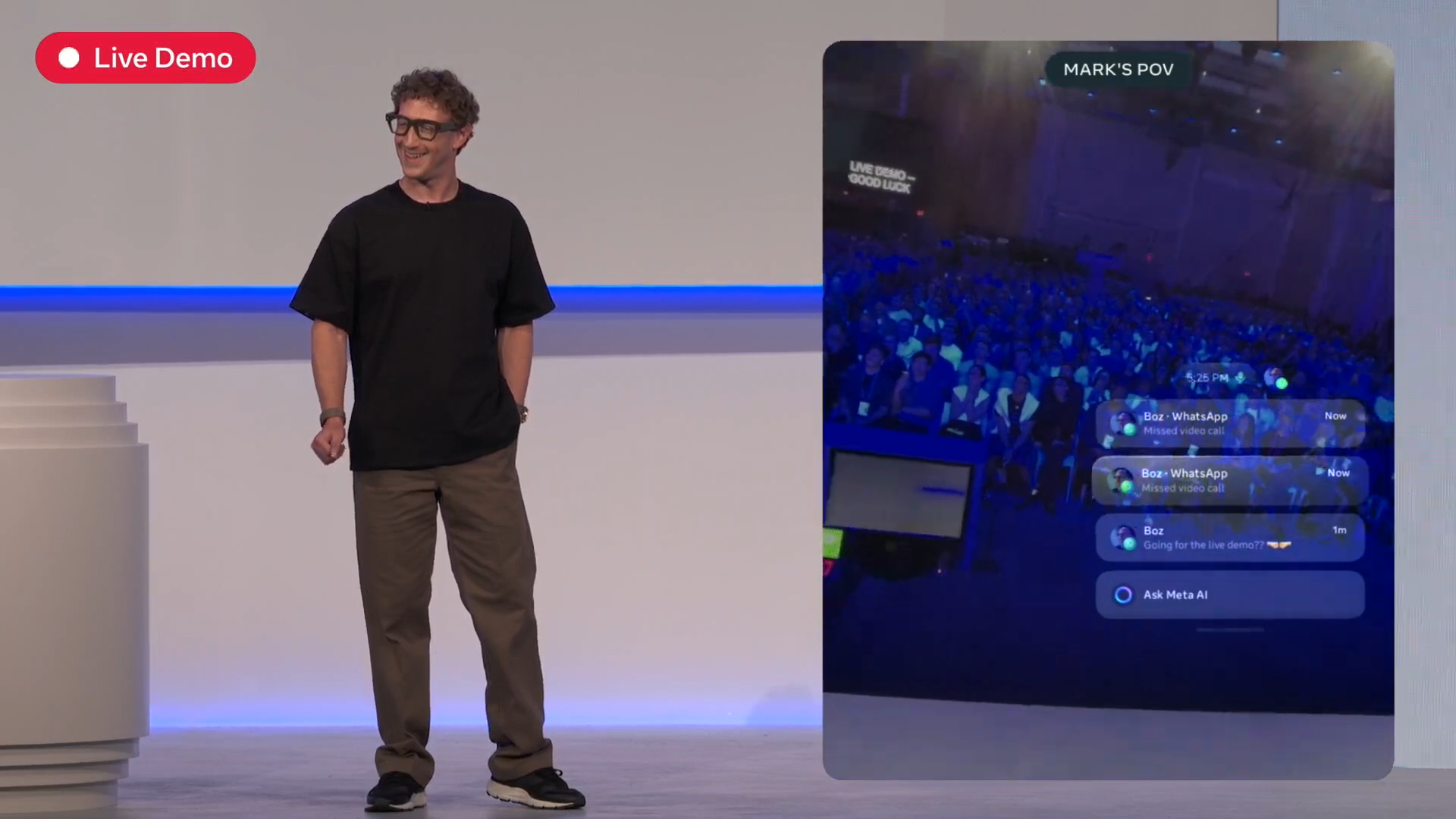 Video call live demo fail with Meta RayBan Display