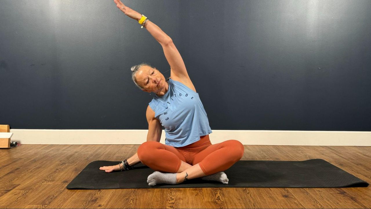 Balanced Body educator and certified personal trainer Portia Page demonstrates her energizing yoga poses