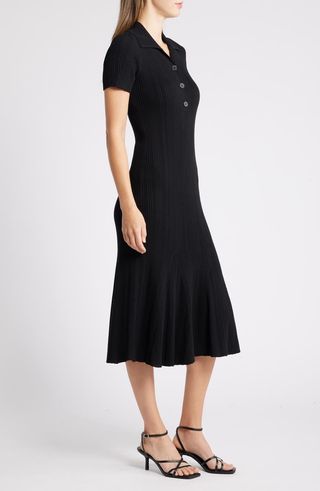 Rib Short Sleeve Midi Sweater Dress