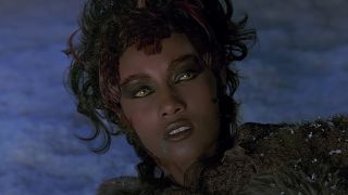 Iman lays in the snow in Star Trek VI: The Undiscovered Country.