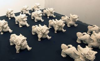Porcelain white dragons
