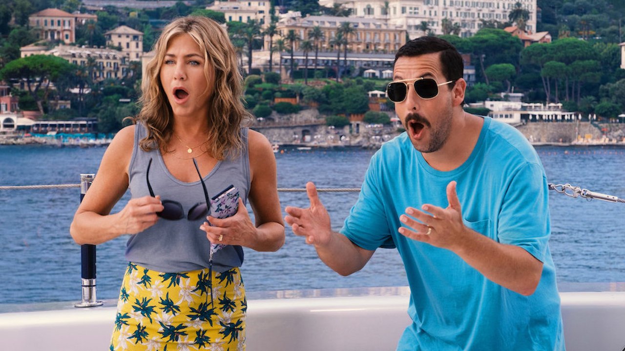 Adam Sandler and Jennifer Aniston in Netflix&#039;s Murder Mystery