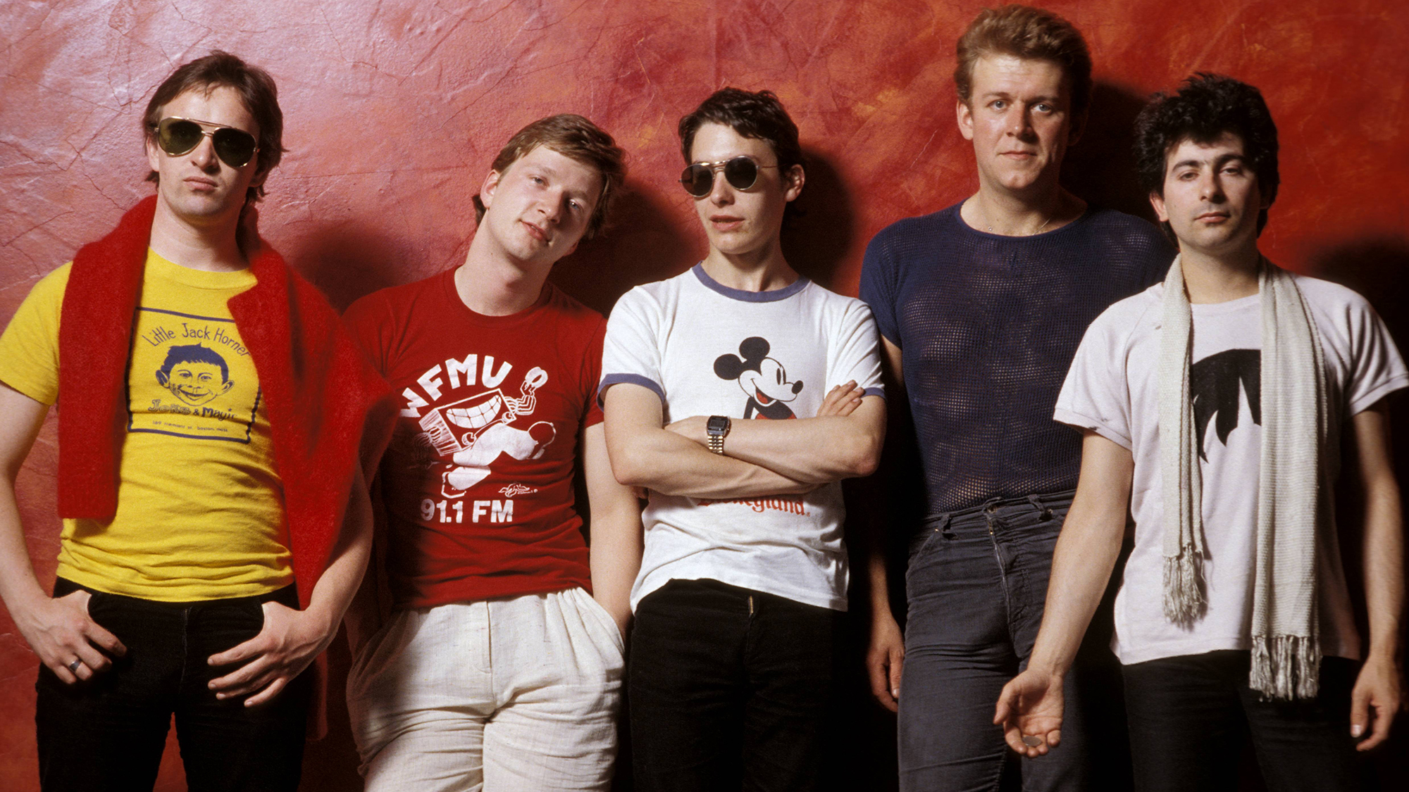 Squeeze in 1979. L-R: Chris Difford, Glenn Tilbrook, Jools holland, Gilson Lavis, John Bentley