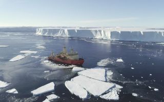 Instruments aboard the British Antarctic Survey ship RV Nathaniel B Palmer helped scientists map the channels under the glacier.