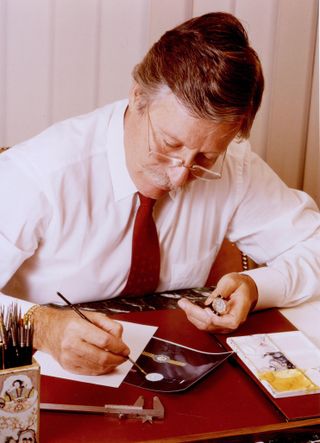 gerald genta designing the royal oak watch, looking at images
