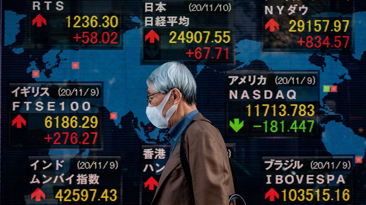 Electronic stock indices board in Tokyo 