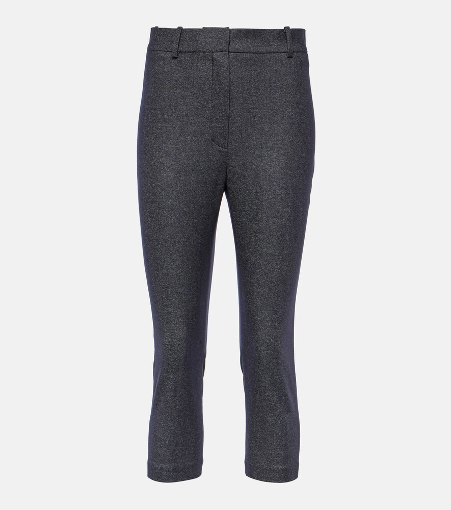 High-Rise Wool and Cotton Cropped Pants