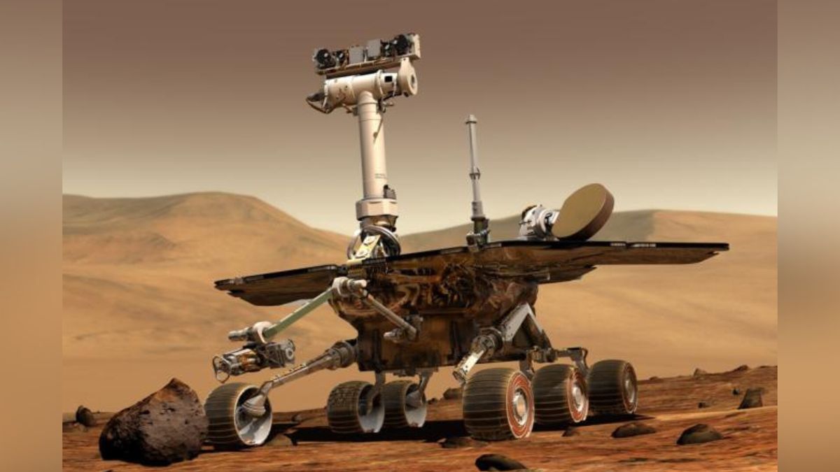 graphic illustration of spirit rover on the surface of mars