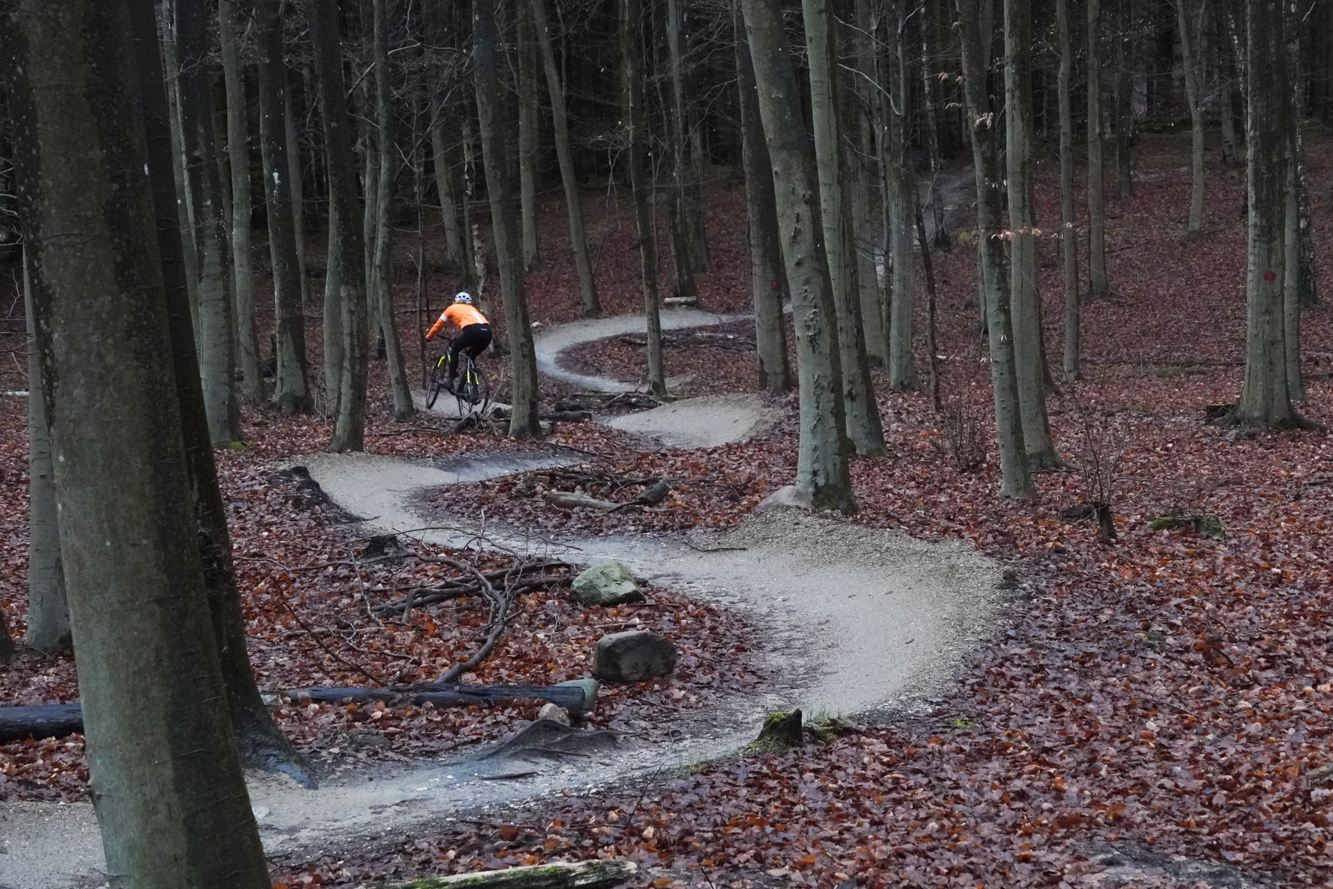 Image shows a person gravel riding in Denmark