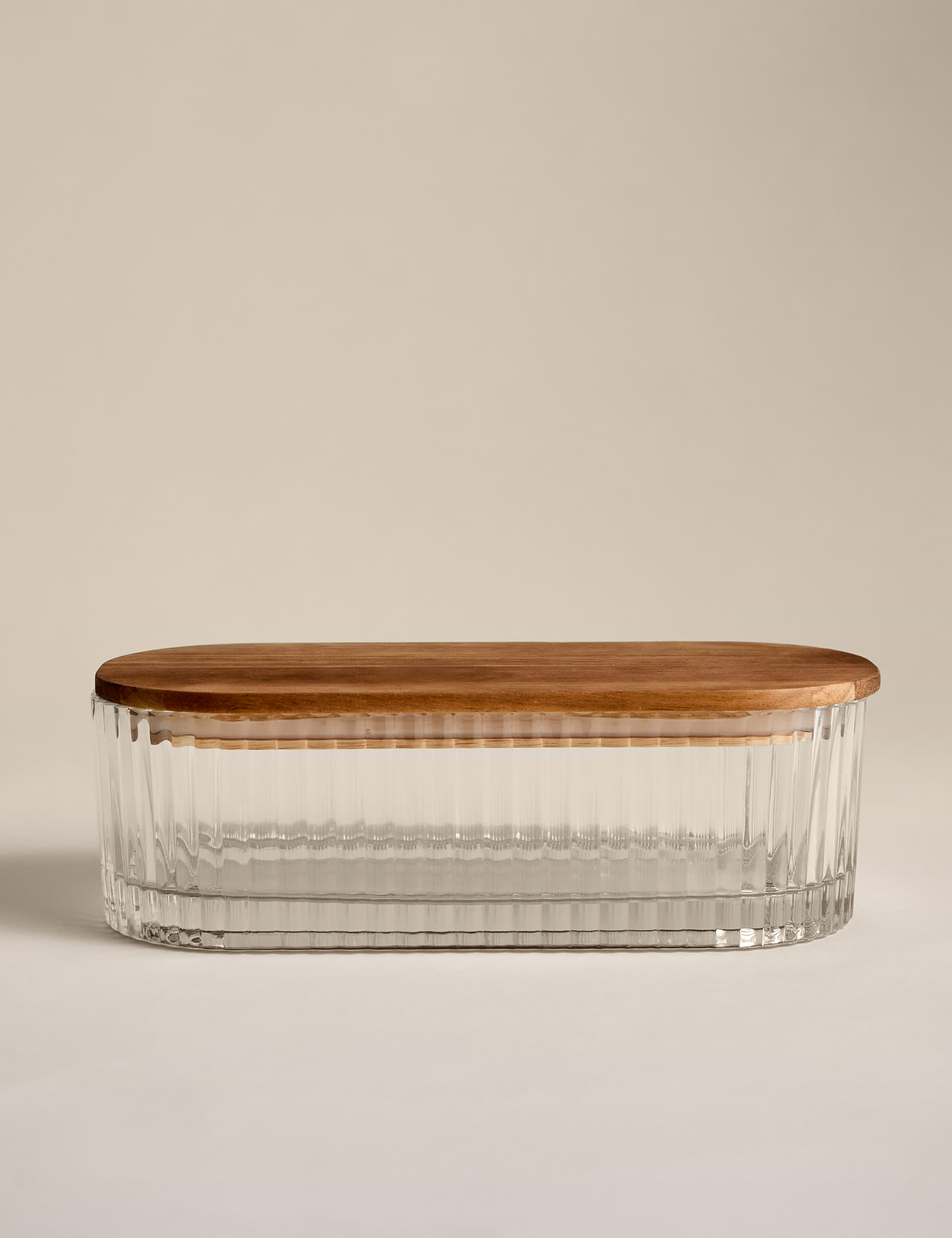 Medium Ribbed Glass Container
